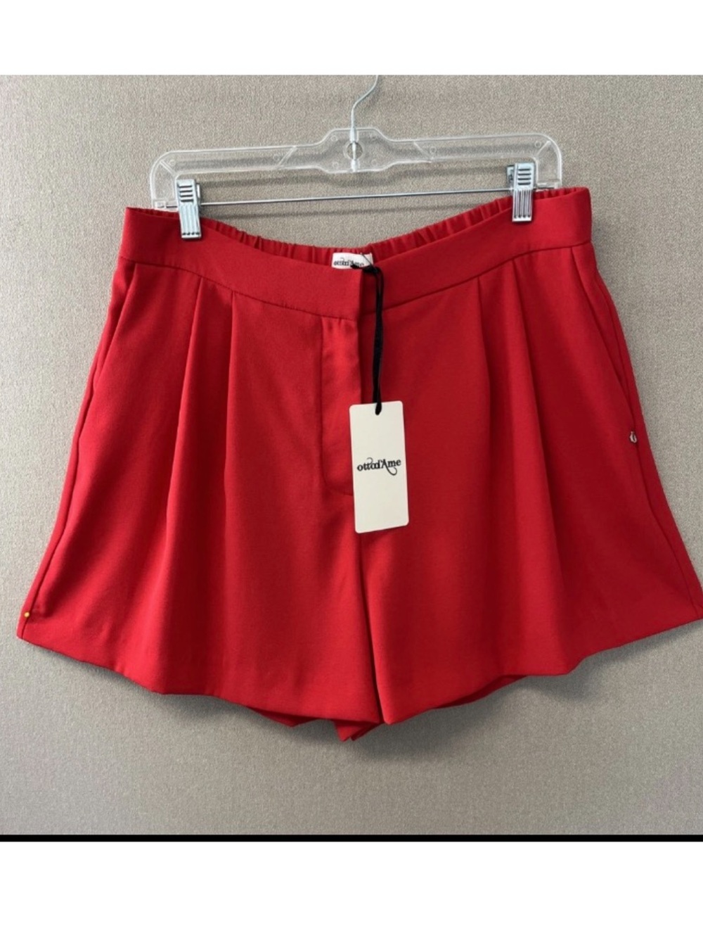 Otto’s’ Ame Vibrant Red Women's zipper and elastic waist back Shorts size 12 - Picture 15 of 15